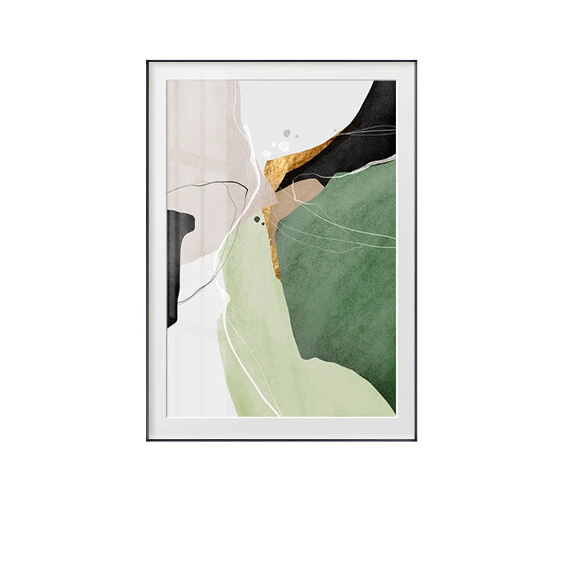 Nordic Abstract Green Beige Black Marble Print Wall Art Fine Art Canvas Prints - Modern Art For Bedroom Living Room Dining Room Art For Contemporary Interiors