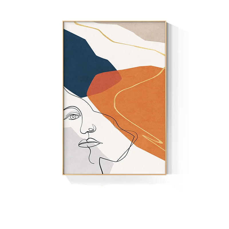 Modern Abstract Line Art Figure Art Fine Art Canvas Prints - Boutique Fashion Art For Living Room Bedroom Contemporary Salon Art Decor