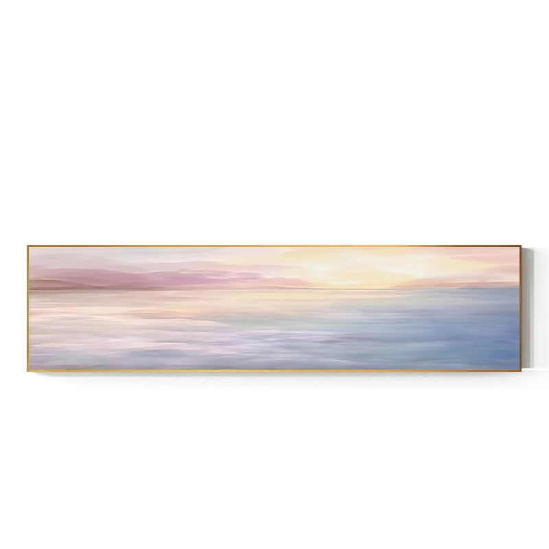 Pink Blue Sea Sunset Wall Art Fine Art Canvas Prints - Modern Wide Format Landscape Art For Above The Sofa Art For Above The Bed