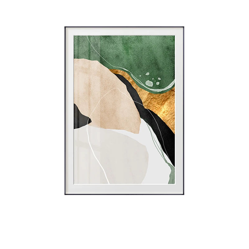 Nordic Abstract Green Beige Black Marble Print Wall Art Fine Art Canvas Prints - Modern Art For Bedroom Living Room Dining Room Art For Contemporary Interiors