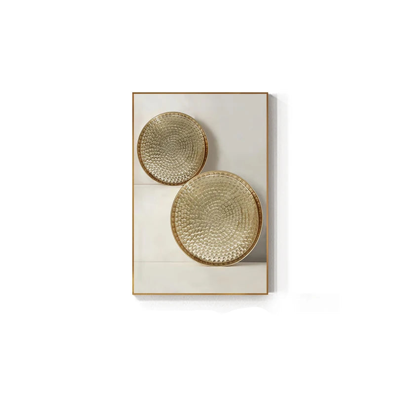 Modern Aesthetics Bronze Golden Geometry Abstract Wall Art Fine Art Canvas Print - Pictures For Living Room Dining Room Art For Contemporary Interiors