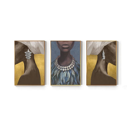 African Girl With Earring Wall Art Fine Art Canvas Prints - Modern Luxury Fashion Posters Pictures For Living Room Bedroom Contemporary Boutique Salon Art Decor