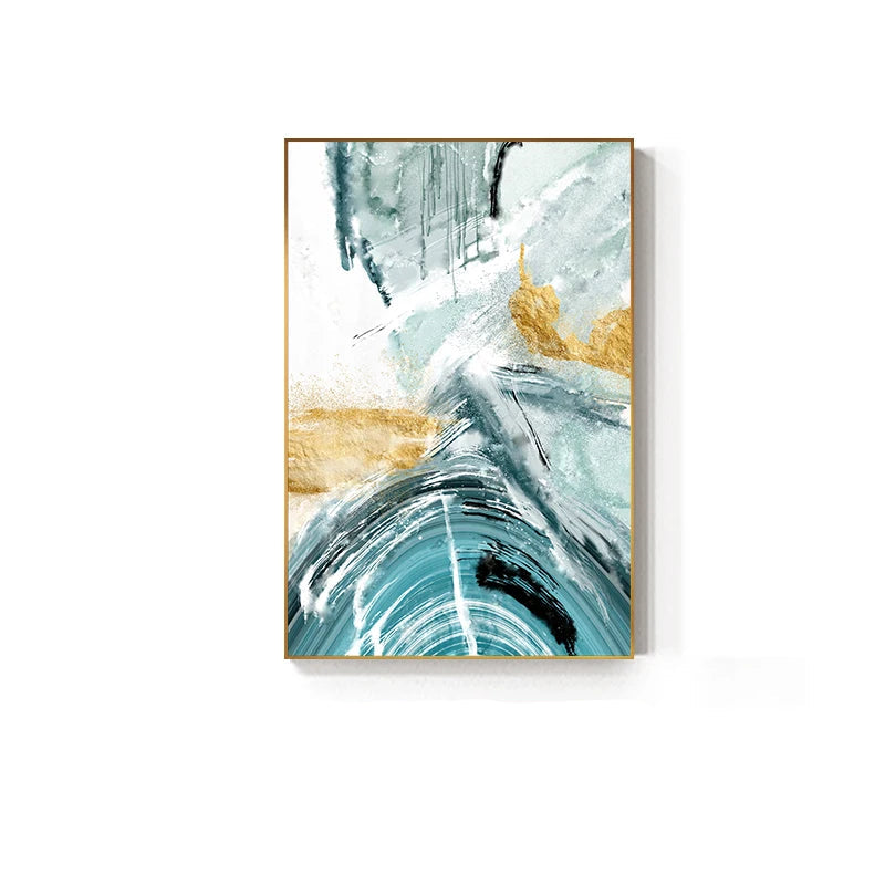 Modern Abstract Flowing Golden Jade Wall Art Fine Art Canvas Prints - Modern Art For Living Room Dining Room Bedroom Boutique Hotel Art For Contemporary Interiors