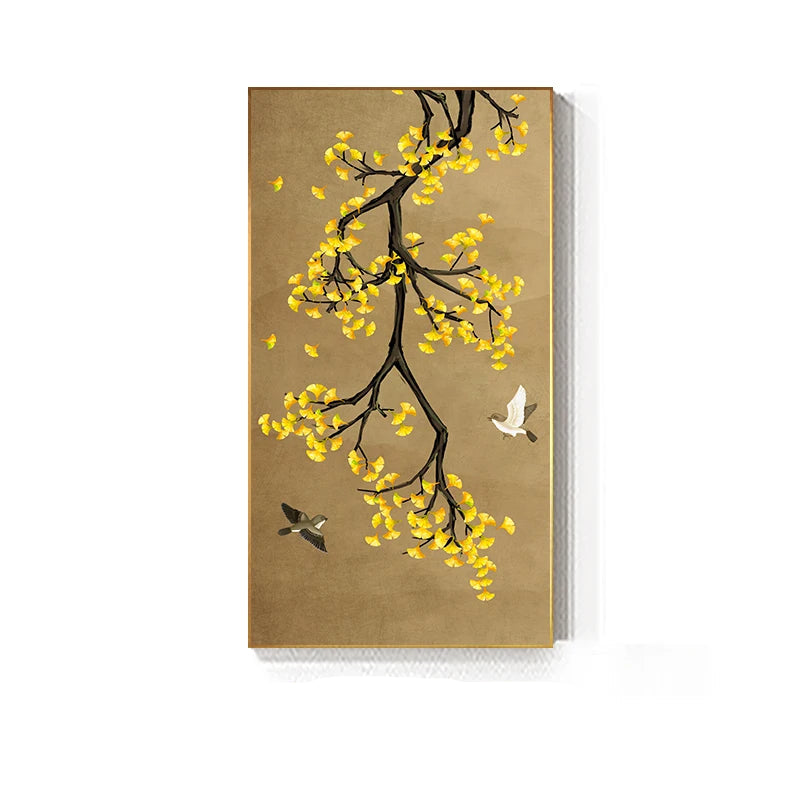 Oriental Blossom Floral Wall Art Fine Art Canvas Prints - Vintage Chinoiserie Pictures For Living Room Dining Room Bedroom Art Decor