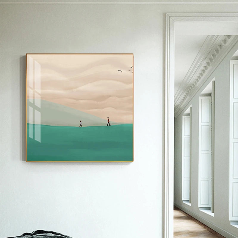 Mountain Beach Desert Minimalist Abstract Landscape Wall Art Fine Art Canvas Prints - Modern Art For Living Room Dining Room Bedroom Art For Contemporary Interiors