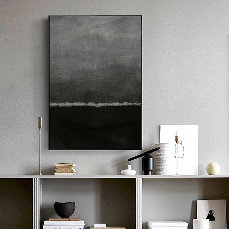 Bold Black Blue Minimalist Urban Abstract Wall Art Fine Art Canvas Prints - Modern Art For Living Room Dining Room Bedroom Art For Contemporary Interiors