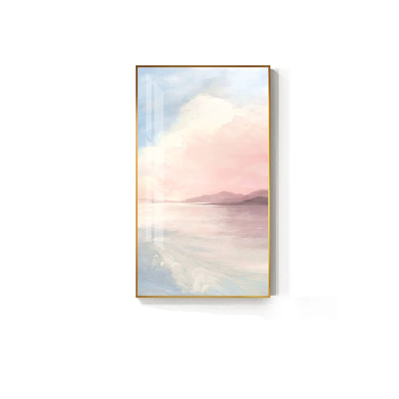 Pink Sky Seascape Wall Art Fine Art Canvas Prints - Modern Abstract Landscape Art For Living Room Dining Room Chic Art For Contemporary Interiors