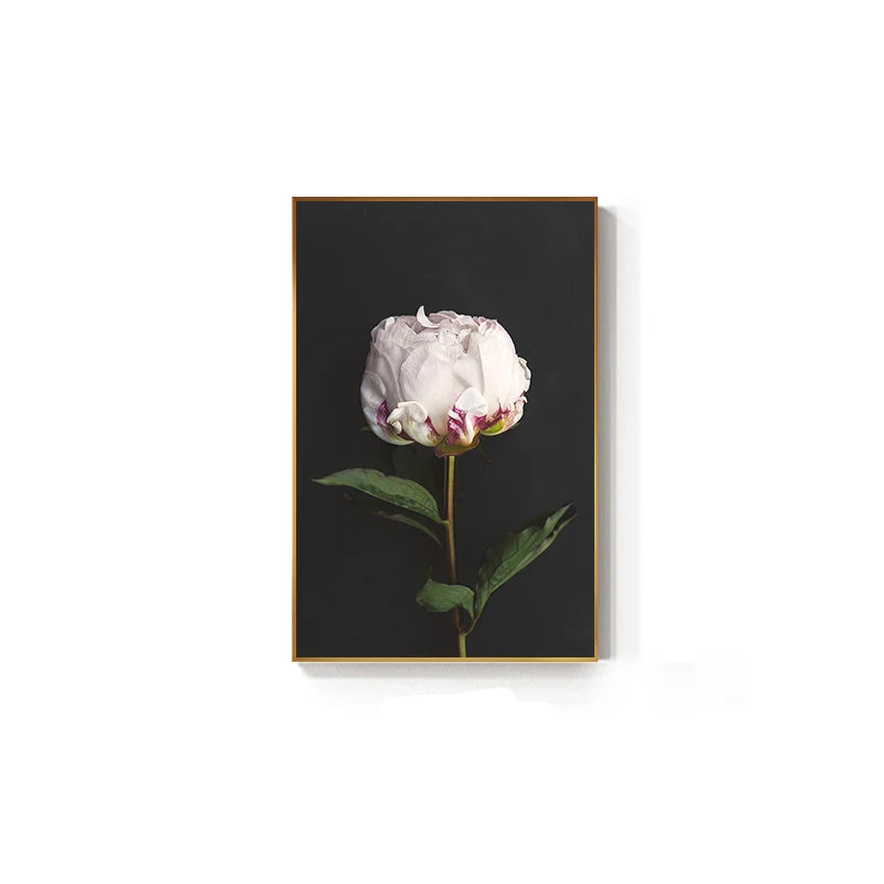 Modern Simple Pink Floral Wall Art Fine Art Canvas Prints - Scandinavian Style Botanic Pictures For Living Room Dining Room Kitchen Art Decor For Contemporary Interiors