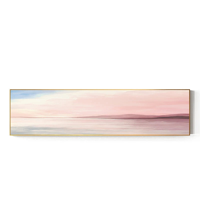 Pink Blue Sea Sunset Wall Art Fine Art Canvas Prints - Modern Wide Format Landscape Art For Above The Sofa Art For Above The Bed