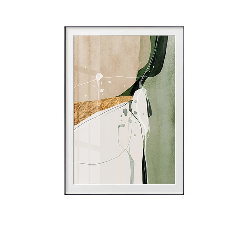 Nordic Abstract Green Beige Black Marble Print Wall Art Fine Art Canvas Prints - Modern Art For Bedroom Living Room Dining Room Art For Contemporary Interiors