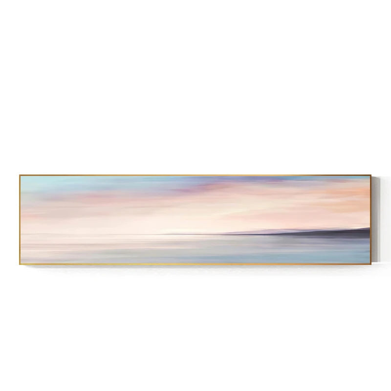 Pink Blue Sea Sunset Wall Art Fine Art Canvas Prints - Modern Wide Format Landscape Art For Above The Sofa Art For Above The Bed