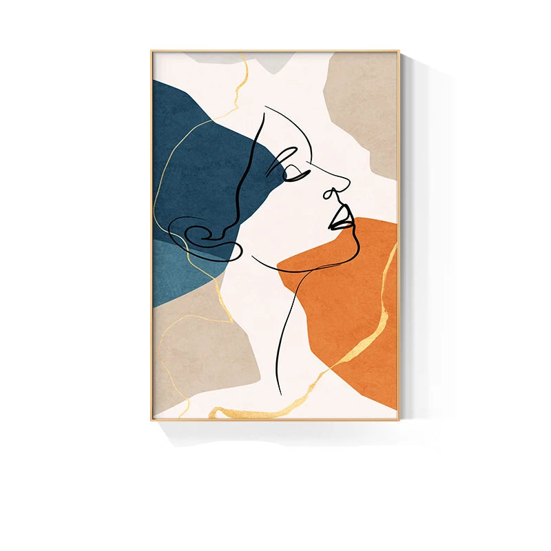 Modern Abstract Line Art Figure Art Fine Art Canvas Prints - Boutique Fashion Art For Living Room Bedroom Contemporary Salon Art Decor