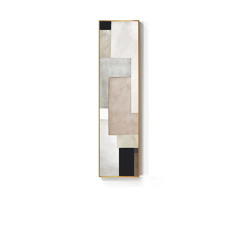 Shades Of Grey Beige Block Abstract Wall Art Fine Art Canvas Prints - Vertical Format Pictures For Entranceway Foyer Reception Art For Contemporary Home & Office Interiors.