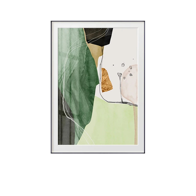 Nordic Abstract Green Beige Black Marble Print Wall Art Fine Art Canvas Prints - Modern Art For Bedroom Living Room Dining Room Art For Contemporary Interiors