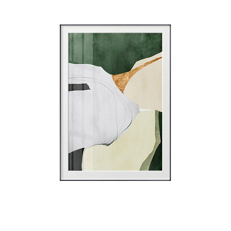 Nordic Abstract Green Beige Black Marble Print Wall Art Fine Art Canvas Prints - Modern Art For Bedroom Living Room Dining Room Art For Contemporary Interiors