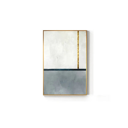 Abstract Shades of Grey Golden Color Block Wall Art Fine Art Canvas Prints - Modern Geometric Art For Living Room Dining Room Art For Contemporary Home Decor