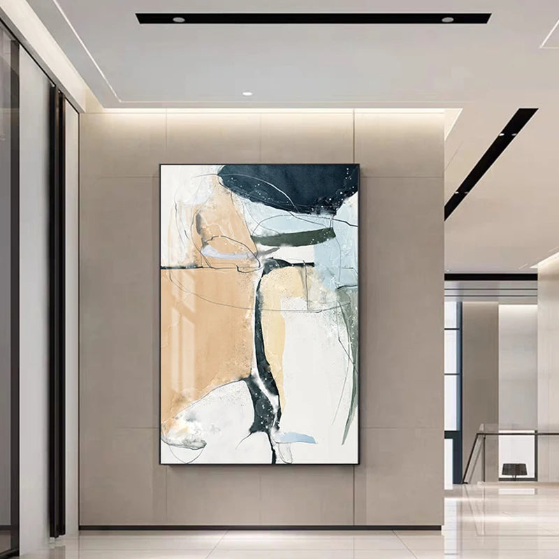 Nordic Color Chaos Abstract Wall Art Fine Art Canvas Prints - Art For Modern Apartment Living Room Hallway Foyer Art For Contemporary Interiors