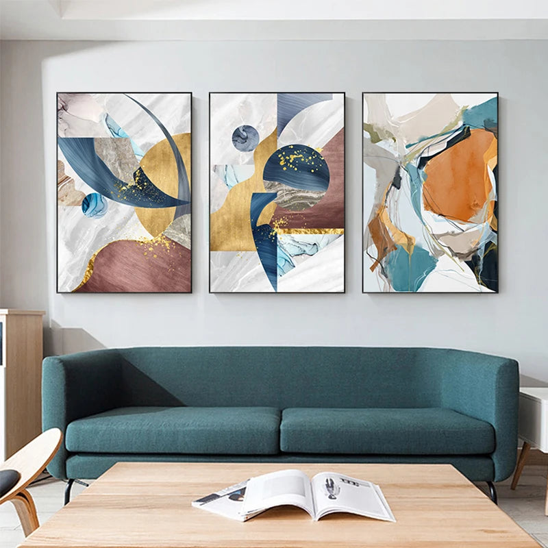 Modern Color Splash Abstract Wall Art Fine Art Canvas Prints - Pictures For Living Room Dining Room Art For Contemporary Interiors