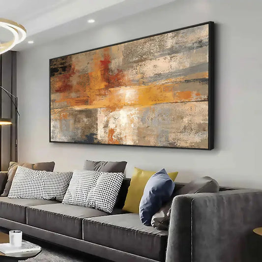 Large Format Rustic Burnt Orange Abstract Wall Art Fine Art Canvas Prints - Contemporary Art For Living Room Picture For Above The Sofa Art For Modern Apartment