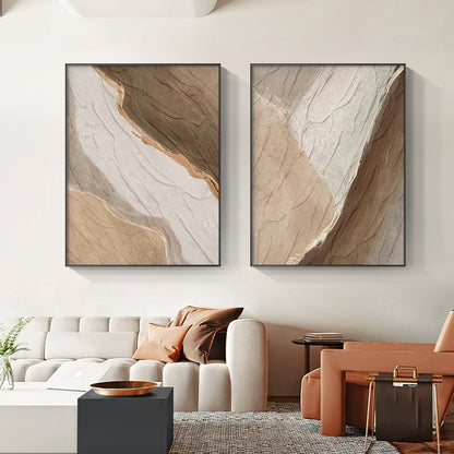 Earthy Tones Green Brown Abstract Wall Art Fine Art Canvas Prints - Art For Modern Apartment Living Room Dining Room Art For Contemporary Interiors