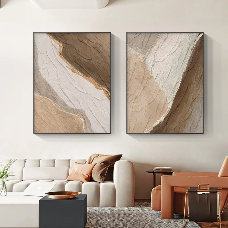 Earthy Tones Green Brown Abstract Wall Art Fine Art Canvas Prints - Art For Modern Apartment Living Room Dining Room Art For Contemporary Interiors