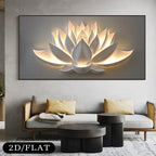 Decorative wall light shaped like a lotus flower in a living room setting.