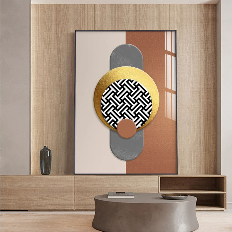 Luxury Golden Celestial Geometry Wall Art Fine Art Canvas Prints - Modern Aesthetics Artworks For Dining Room Living Room Art For Modern Apartments