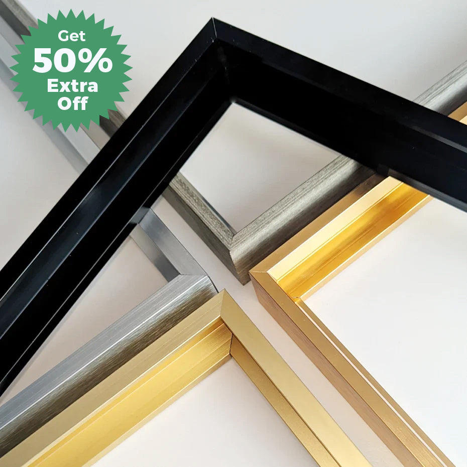 Luxury Metal Picture Frame 60x90 50x70 40x50cm etc Titanium Gold Brushed Silver Aluminium Black - DIY Picture Framing Kit For Canvas Prints + Wooden Inner Frame