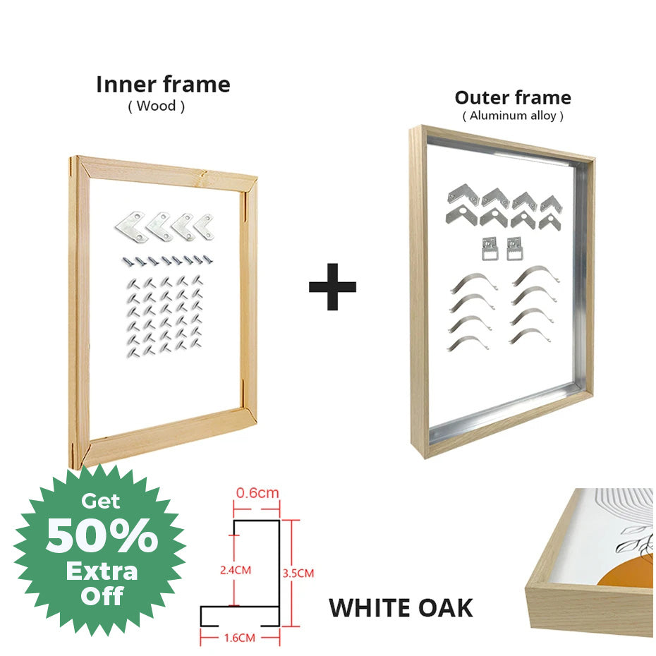 Luxury Metal Picture Frame 60x90 50x70 40x50cm etc Titanium Gold Brushed Silver Aluminium Black - DIY Picture Framing Kit For Canvas Prints + Wooden Inner Frame