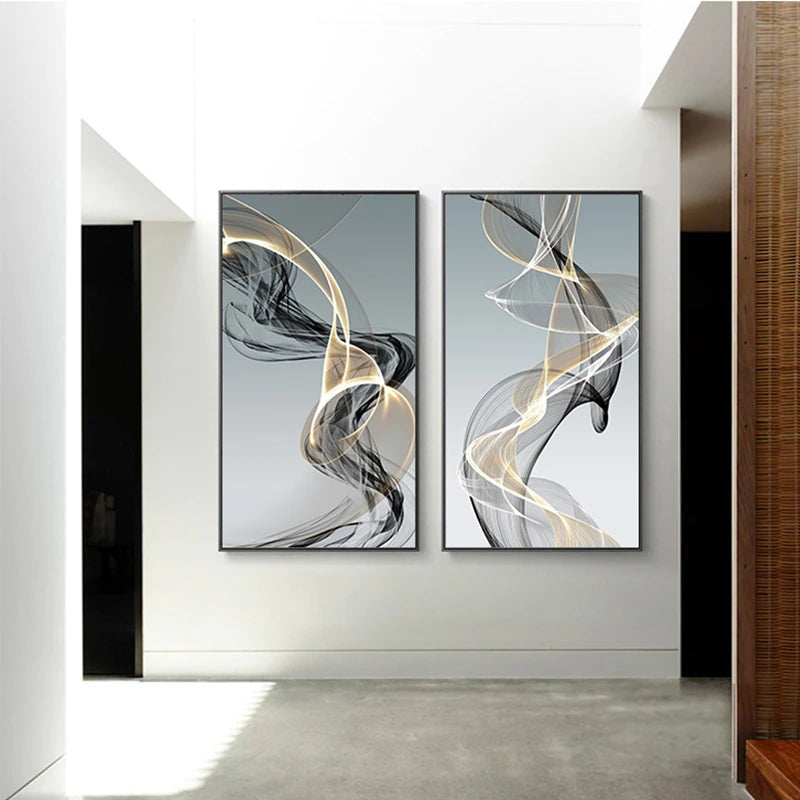 Minimalist Abstract Flowing Lines Wall Art Fine Art Canvas Prints - Modern Art For Living Room Dining Room Home Office Art Decor