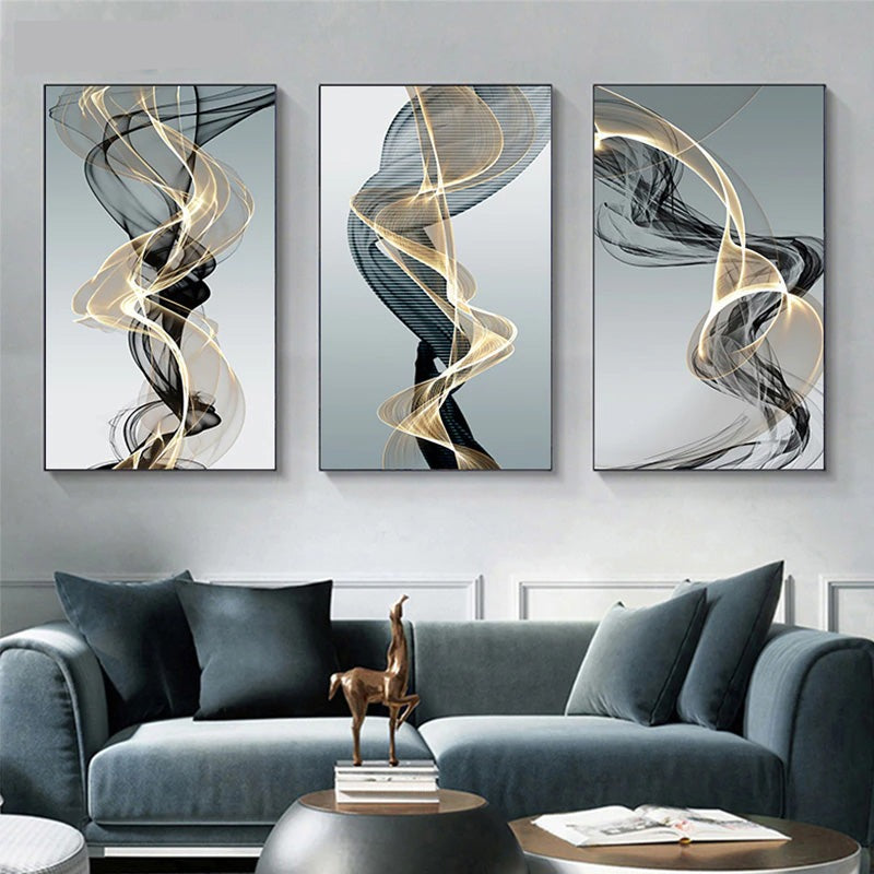 Minimalist Abstract Flowing Lines Wall Art Fine Art Canvas Prints - Modern Art For Living Room Dining Room Home Office Art Decor
