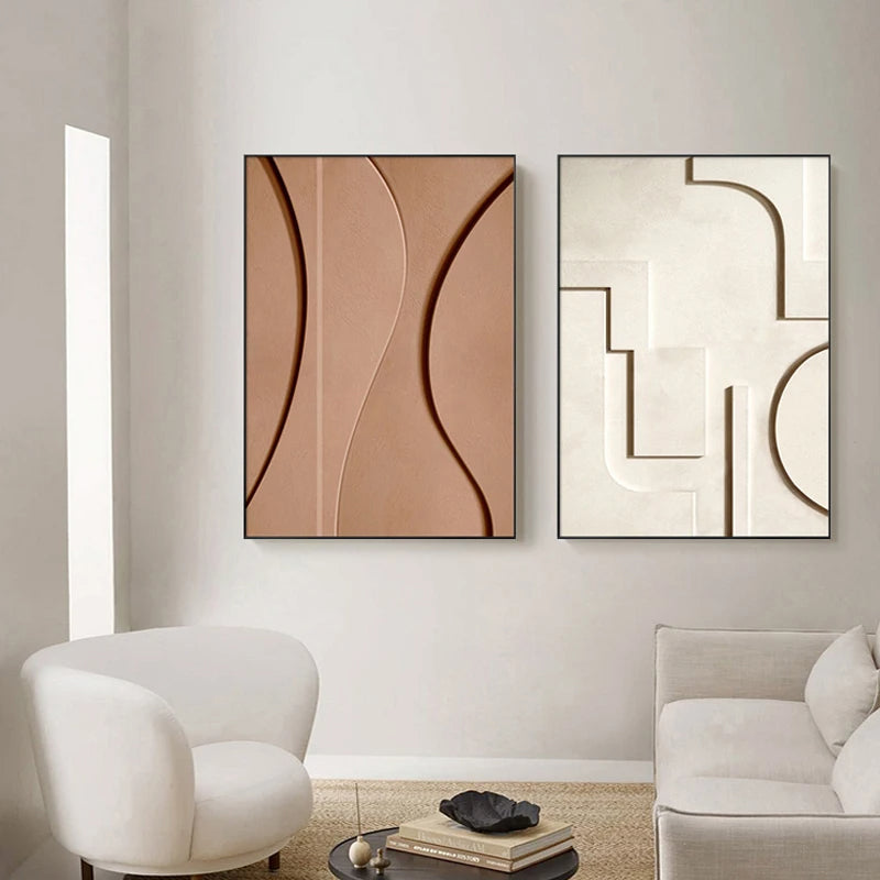 Minimalist Abstract Geometric Wall Art Fine Art Canvas Prints - Modern Art For Living Room Dining Room Bedroom Art For Contemporary Home Office Interiors
