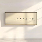 Minimalist Flock of Birds Wall Art – Neutral Modern Living Room Decor – Unframed Canvas Print for Contemporary Home Styling