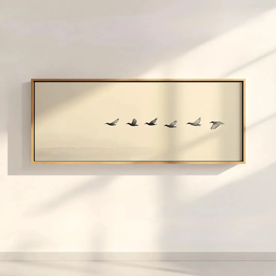 Minimalist Flock of Birds Wall Art – Neutral Modern Living Room Decor – Unframed Canvas Print for Contemporary Home Styling