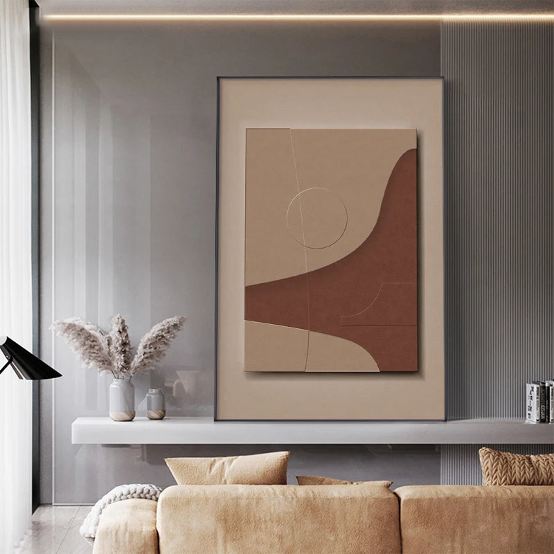 Minimalist Geometric Beige Color Block Wall Art Fine Art Canvas Prints - Modern Art For Living Room Dining Room Bedroom Art For Contemporary Interiors