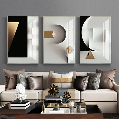 Minimalist Modern Aesthetics Abstract Geometric Wall Art Fine Art Canvas Prints - Pictures For Modern Apartment Living Room Dining Room Contemporary Bedroom Decor
