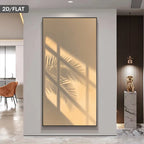 Minimalist Palm‑Leaf Shadow Wall Art – Soft Beige Neutral Picture for Modern Living Rooms, Calm Natural Light Interiors & Contemporary Minimalist Home Décor (Unframed)