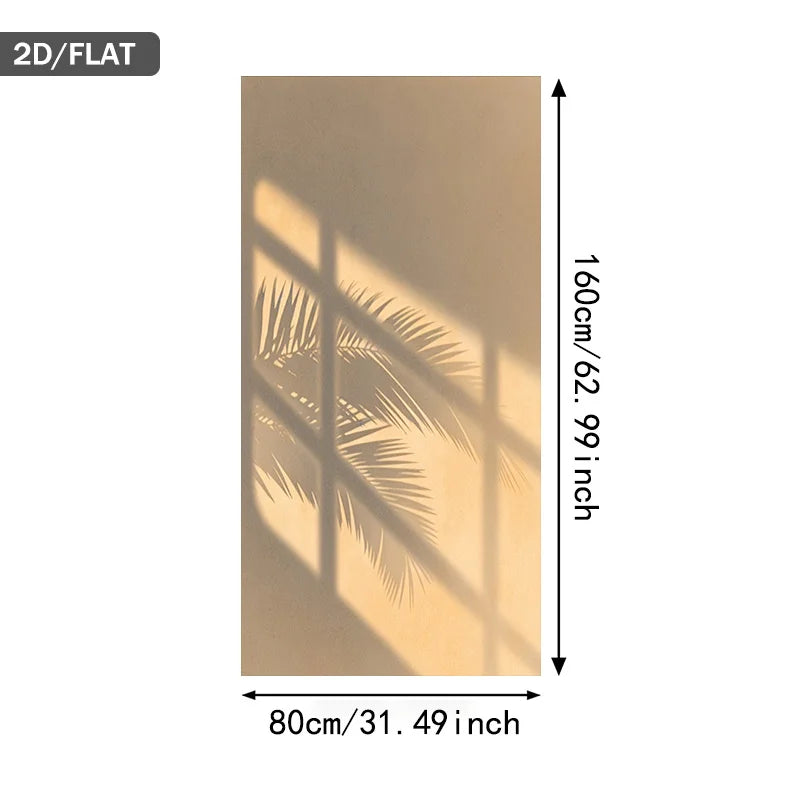 Minimalist Palm‑Leaf Shadow Wall Art – Soft Beige Neutral Picture for Modern Living Rooms, Calm Natural Light Interiors & Contemporary Minimalist Home Décor (Unframed)