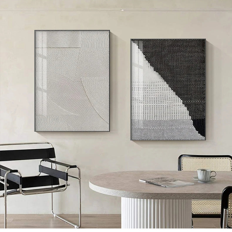 Minimalist Urban Industrial Abstract Wall Art Fine Art Canvas Prints - Black White Artworks For Living Room Dining Room Art For Contemporary Office Decor