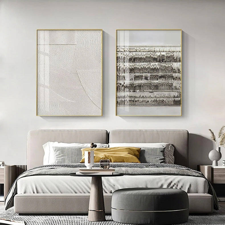 Minimalist Urban Industrial Abstract Wall Art Fine Art Canvas Prints - Black White Artworks For Living Room Dining Room Art For Contemporary Office Decor