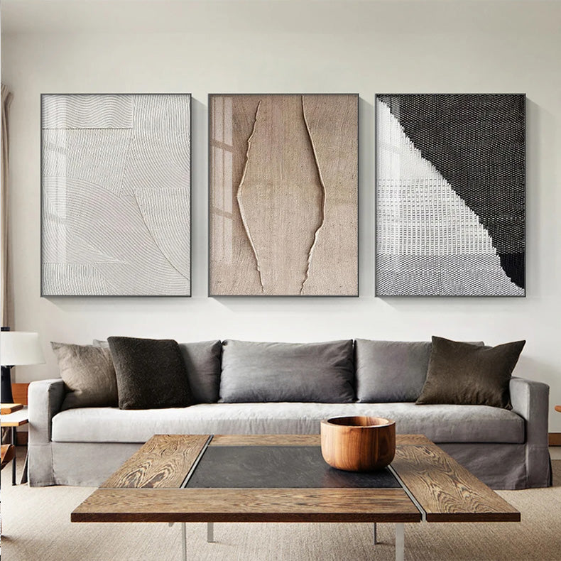 Minimalist Urban Industrial Abstract Wall Art Fine Art Canvas Prints - Black White Artworks For Living Room Dining Room Art For Contemporary Office Decor