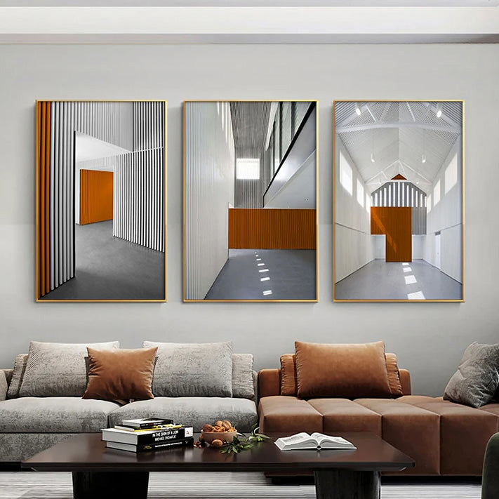 Modern Abstract Architectural Wall Art Fine Art Canvas Prints - Pictures For Office Meeting Room Dining Room Foyer Art Decor