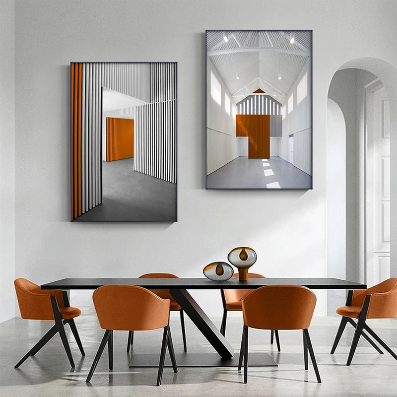 Modern Abstract Architectural Wall Art Fine Art Canvas Prints - Pictures For Office Meeting Room Dining Room Foyer Art Decor