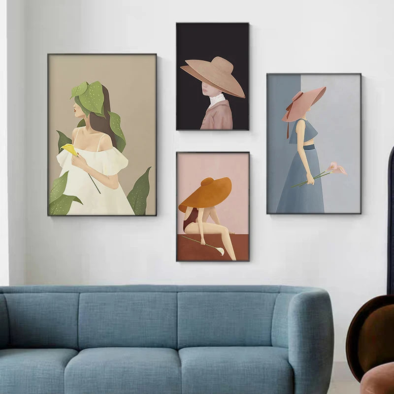 Modern Abstract Beauty Fashion Girl Figure Art Fine Art Canvas Prints - Pictures For Living Room Bedroom Boutique Salon Art Decor