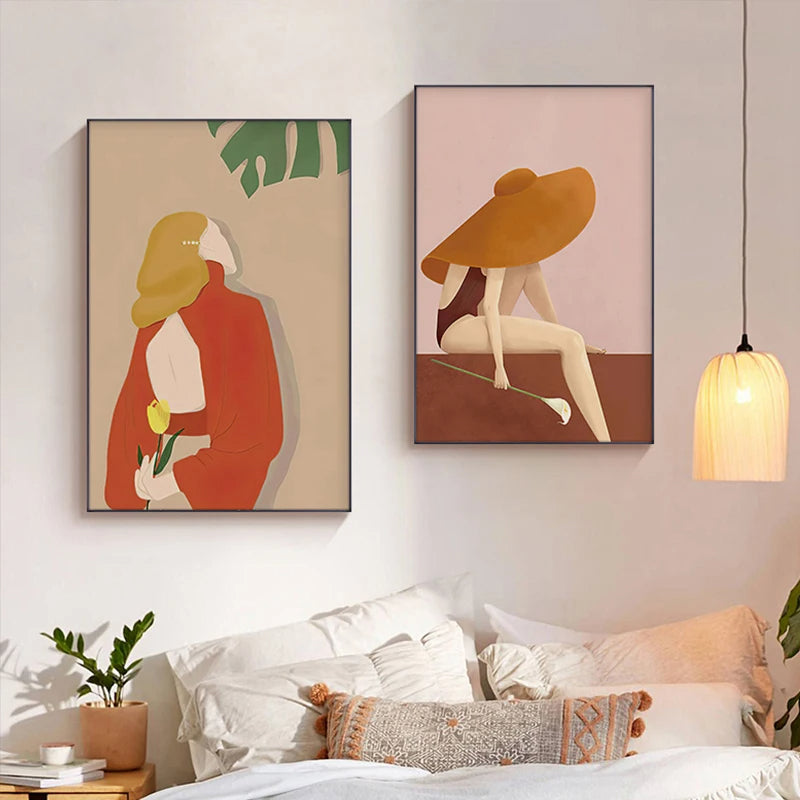 Modern Abstract Beauty Fashion Girl Figure Art Fine Art Canvas Prints - Pictures For Living Room Bedroom Boutique Salon Art Decor