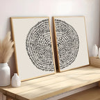 Modern Abstract Dot Circle Canvas Print Set – Black Minimalist Unframed Wall Art on Neutral Background for Contemporary Living Room, Bedroom & Scandinavian Home Décor