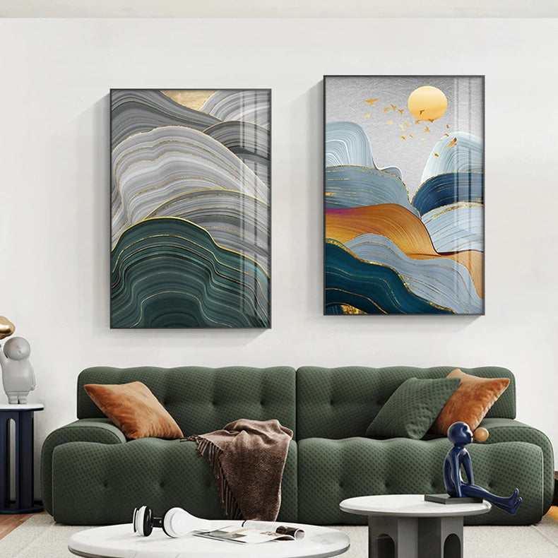 Modern Abstract Flowing Landscape Wall Art Fine Art Canvas Prints - Art For Modern Apartment Living Room Dining Room Foyer Art For Contemporary Home Decor