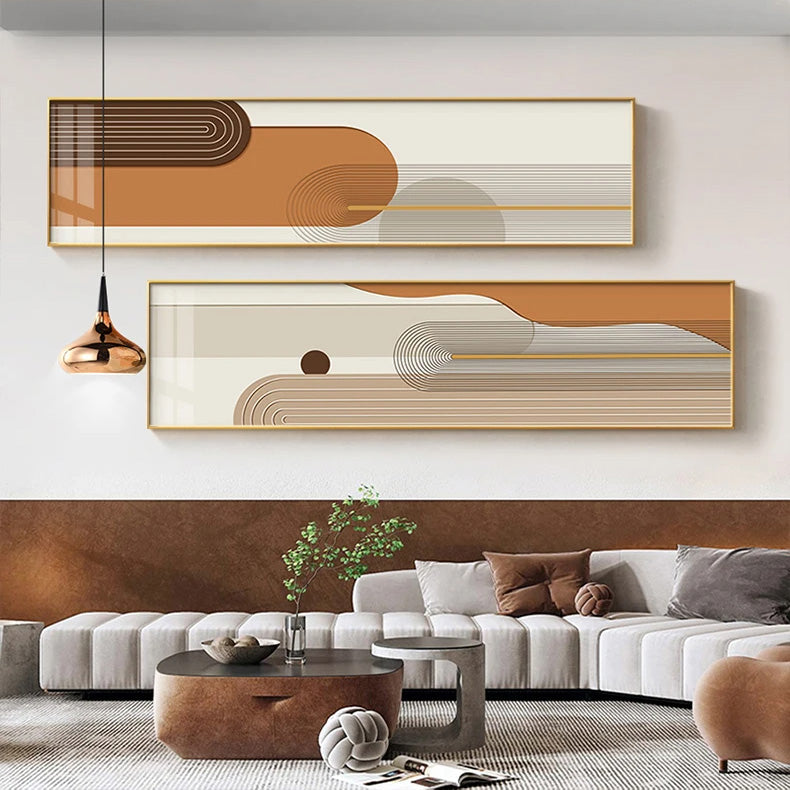 Modern Abstract Geometric Lines Wide Format Wall Art Fine Art Canvas Prints - Pictures For Above The Sofa Art For Above The Bed