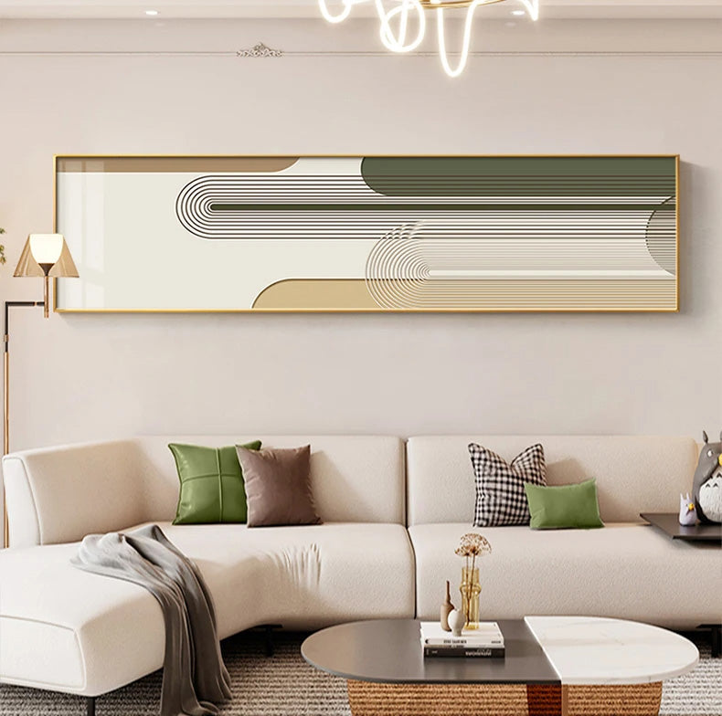 Modern Abstract Geometric Lines Wide Format Wall Art Fine Art Canvas Prints - Pictures For Above The Sofa Art For Above The Bed