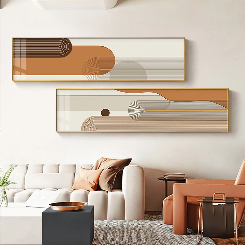 Modern Abstract Geometric Lines Wide Format Wall Art Fine Art Canvas Prints - Pictures For Above The Sofa Art For Above The Bed